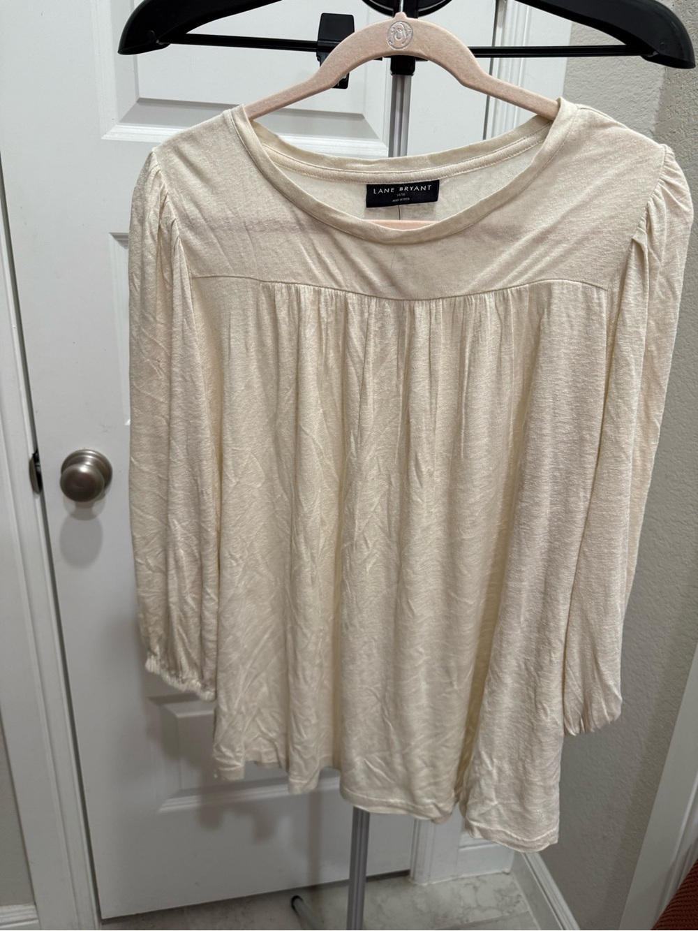 Lane Bryant Cream Gathered Peasant Tunic